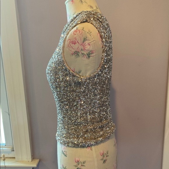 Zara Glittering Silver One-Shoulder Tank Top - Picture 5 of 12